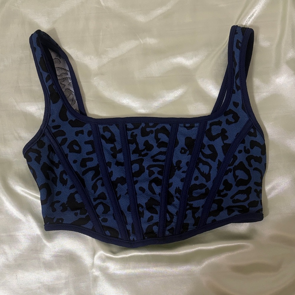 Blue Leopard Print Women's corset